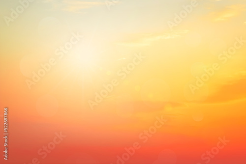 Abstract blurred sunlight beach colorful blurred bokeh background with retro effect autumn sunset sky have blue bright, white and color orange calm. 