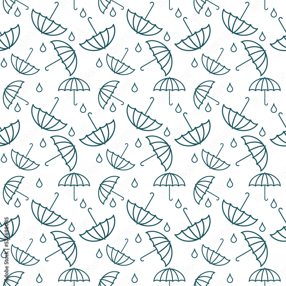 Fototapeta premium Umbrellas with rain drops. Seamless pattern