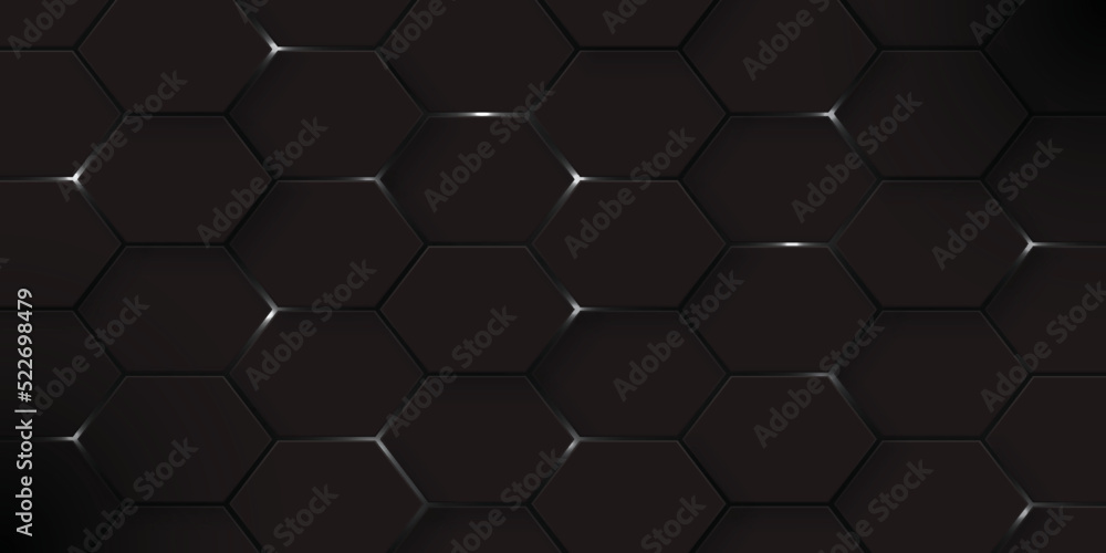White light and black hexagon background White light and black hexagon background
