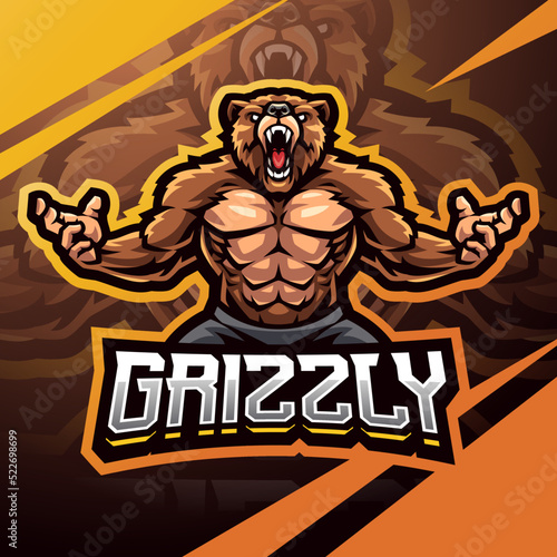 Grizzly esport mascot logo design