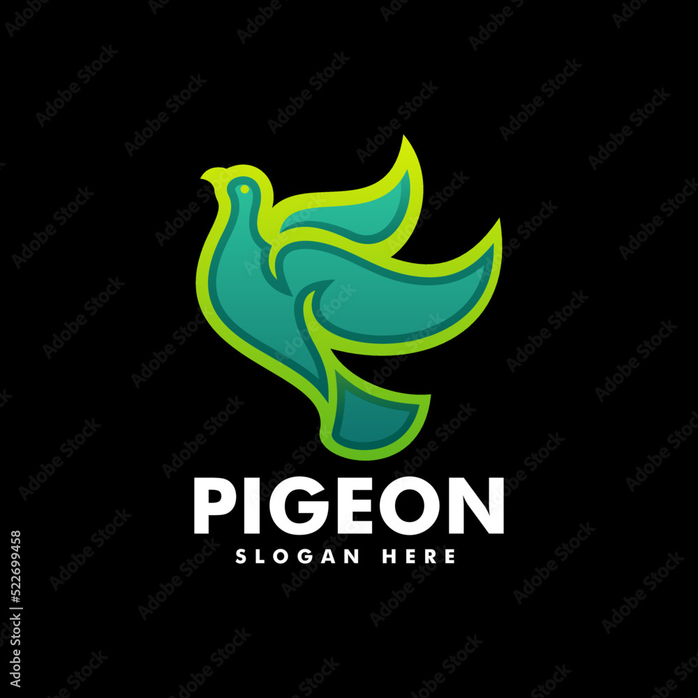 Vector Logo Illustration Pigeon Gradient Line Art Style.