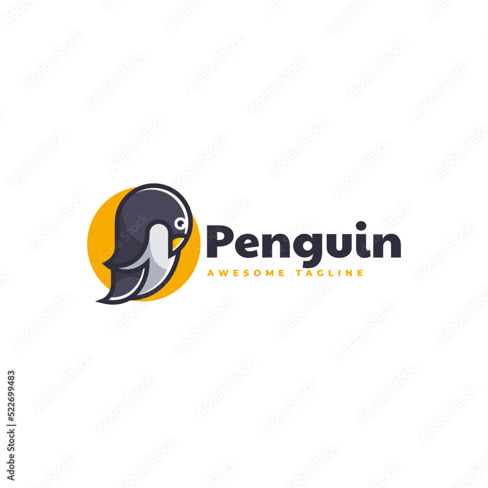 Obraz premium Vector Logo Illustration Penguin Simple Mascot Style.