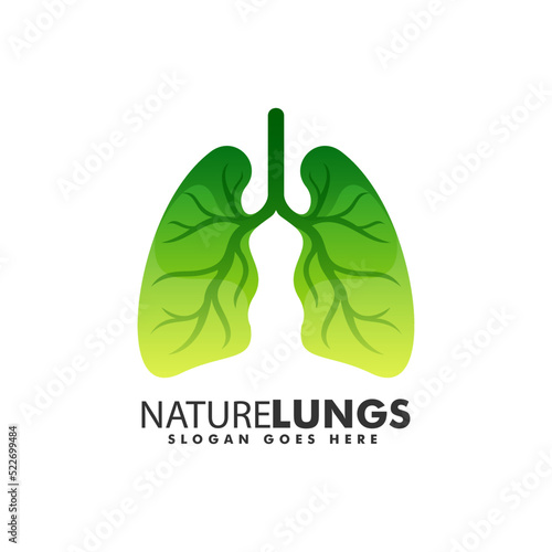 Vector Logo Illustration Nature Lungs Gradient Colorful Style.