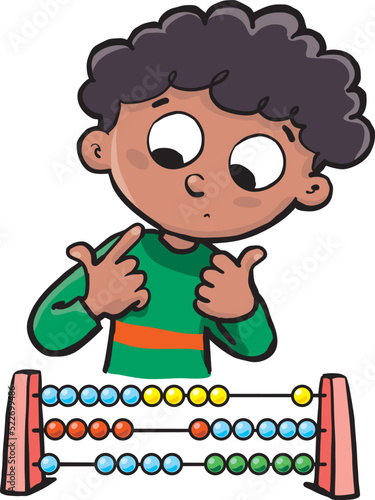 boy learns to count on his fingers