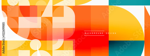 Minimal geometric abstract background. Circle square and triangle design. Trendy techno business template for wallpaper, banner, background or landing