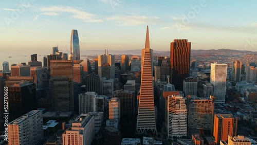 San Francisco city sunrise aerial view
