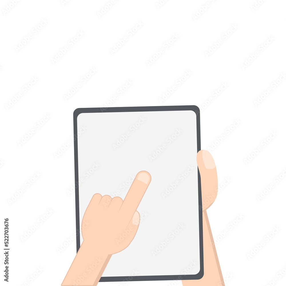 Hand Holding Tablet Portrait Using Left Handed One Single Tap Hand Holding Tablet Portrait Using Left Handed One Single Tap