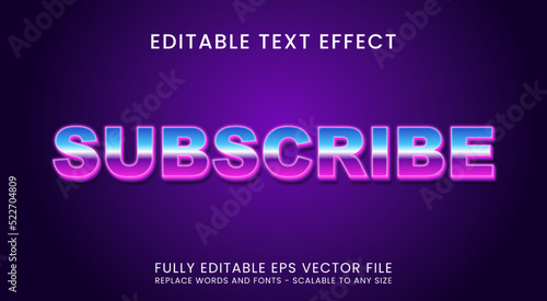 Subscribe 3D Editable Text Effect with Glow Effect