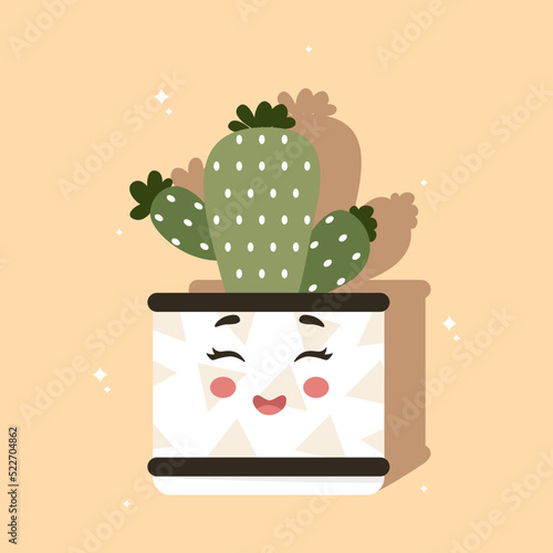 illustration of a cactus in a pot, ready-made banner with a cactus in a pot,Caring for houseplants. Houseplant, home garden, gardening, plant lover, houseplant store concept, greenhouse