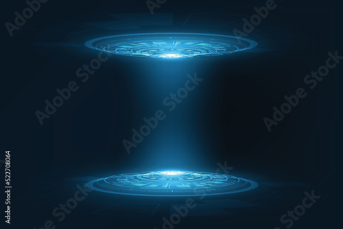 Vector futuristic circle circuit board blue light. Technology abstract background.