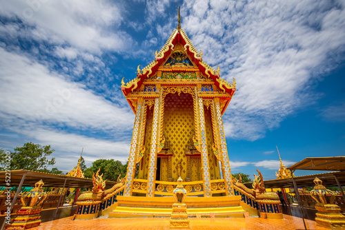 The yellow temple at Wat Tha Makok, Rayong, Thailand. photo