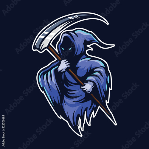 Grim Reaper Mascot Cartoon Illustration