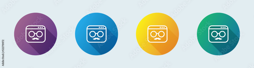 Anonymous line icon in flat design style. Incognito signs vector illustration. Anonymous line icon in flat design style. Incognito signs vector illustration.
