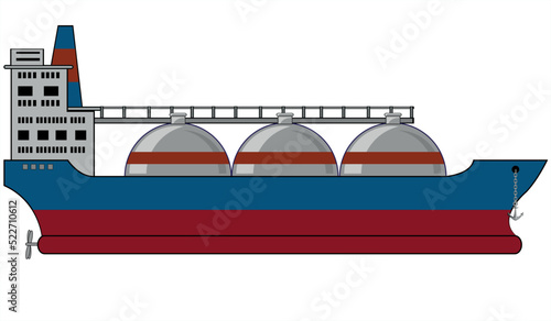 Vector illustration of the nave of the tanker carrying liquefied gas