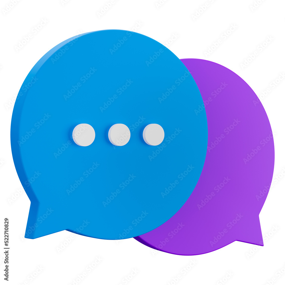 3d speech chat bubble 3d icon isolated on transparent background. 3d render illustration. 3d speech chat bubble 3d icon isolated on transparent background. 3d render illustration.
