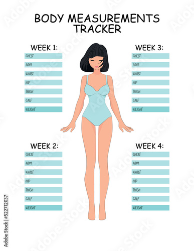 Body Measurements Log. Weight Loss Tracker.