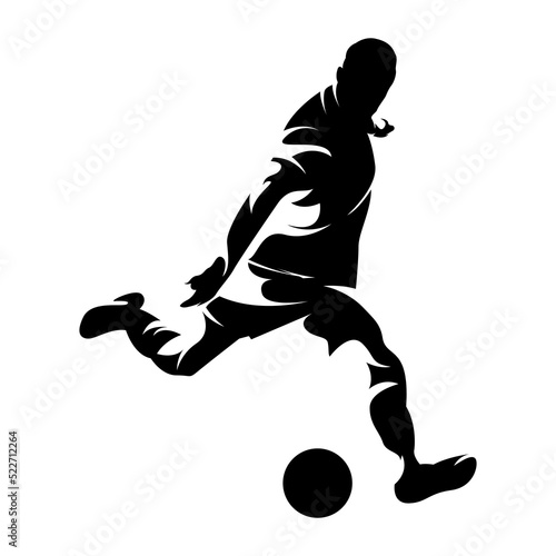 Vector silhouette of Soccer player kicking ball, abstract isolated vector silhouette, footballer logo - vector illustrataion