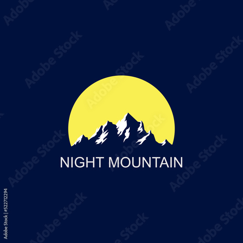 Nigth Mountain Silhouette Logo Design Vector