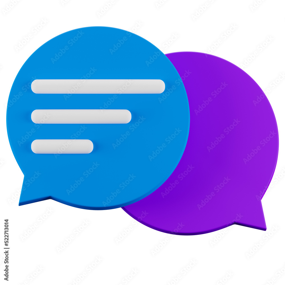 3d speech chat bubble 3d icon isolated on transparent background. 3d render illustration. 3d speech chat bubble 3d icon isolated on transparent background. 3d render illustration.