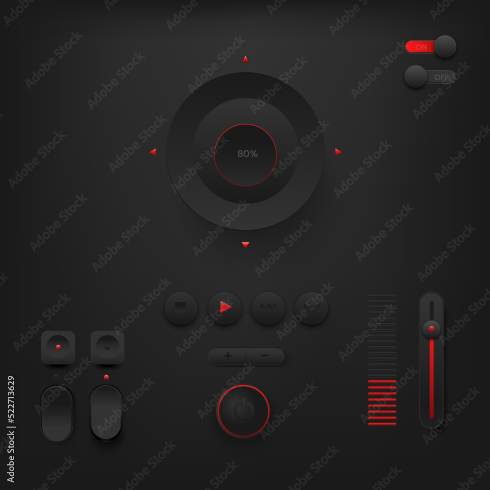 Modern button control on dark background Modern button control on dark background