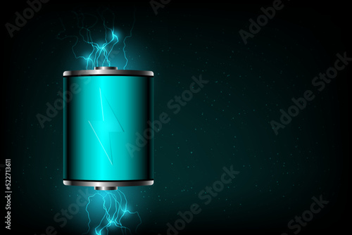 Battery power on dark background