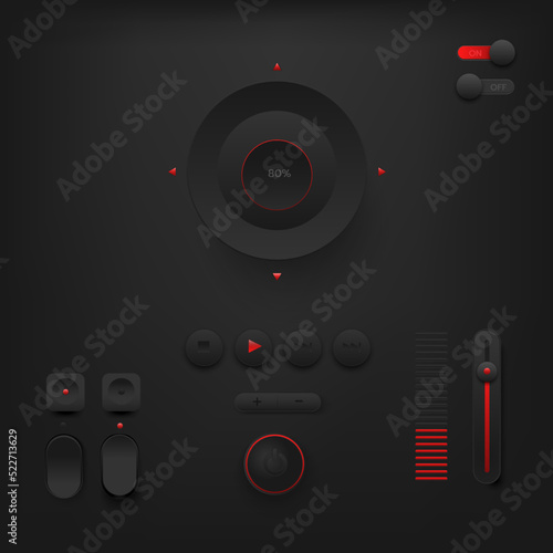 Modern button control on dark background