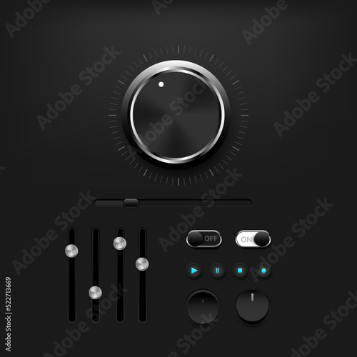 Modern control button on dark background