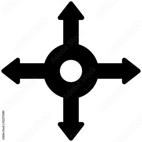 Intersection arrows icon, location map and navigation vector