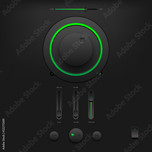 Sound control button on black background