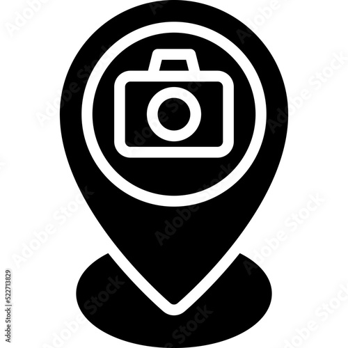 Pin with camera sign icon, location map and navigation vector