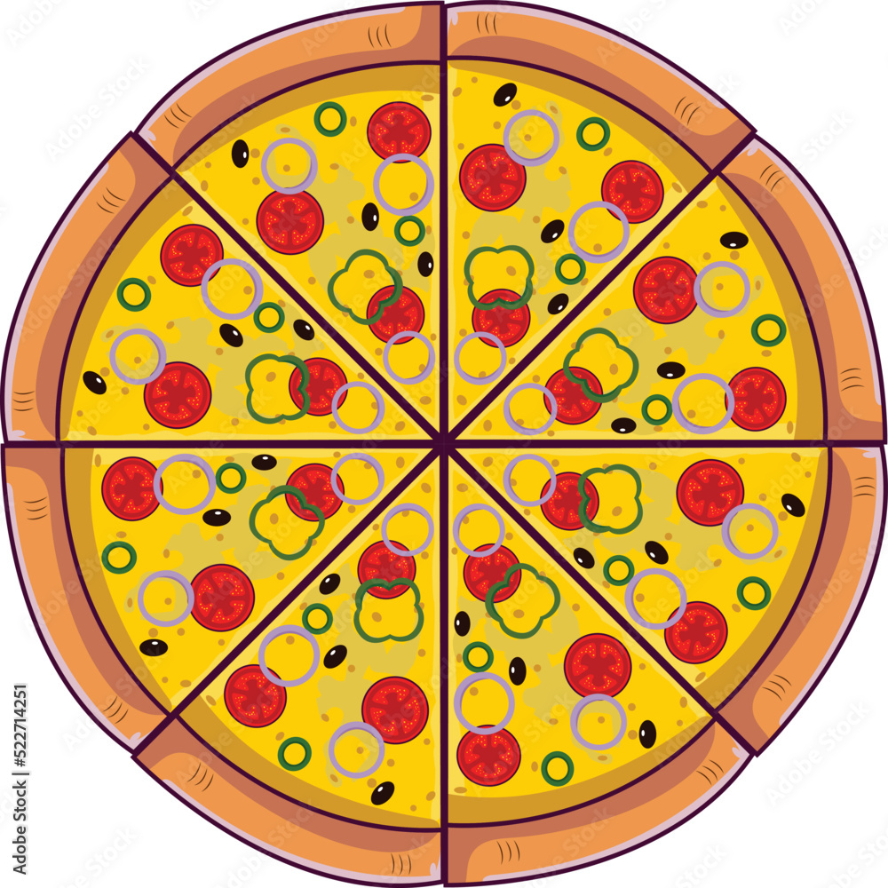 Isolated Full Pizza Illustration Graphic