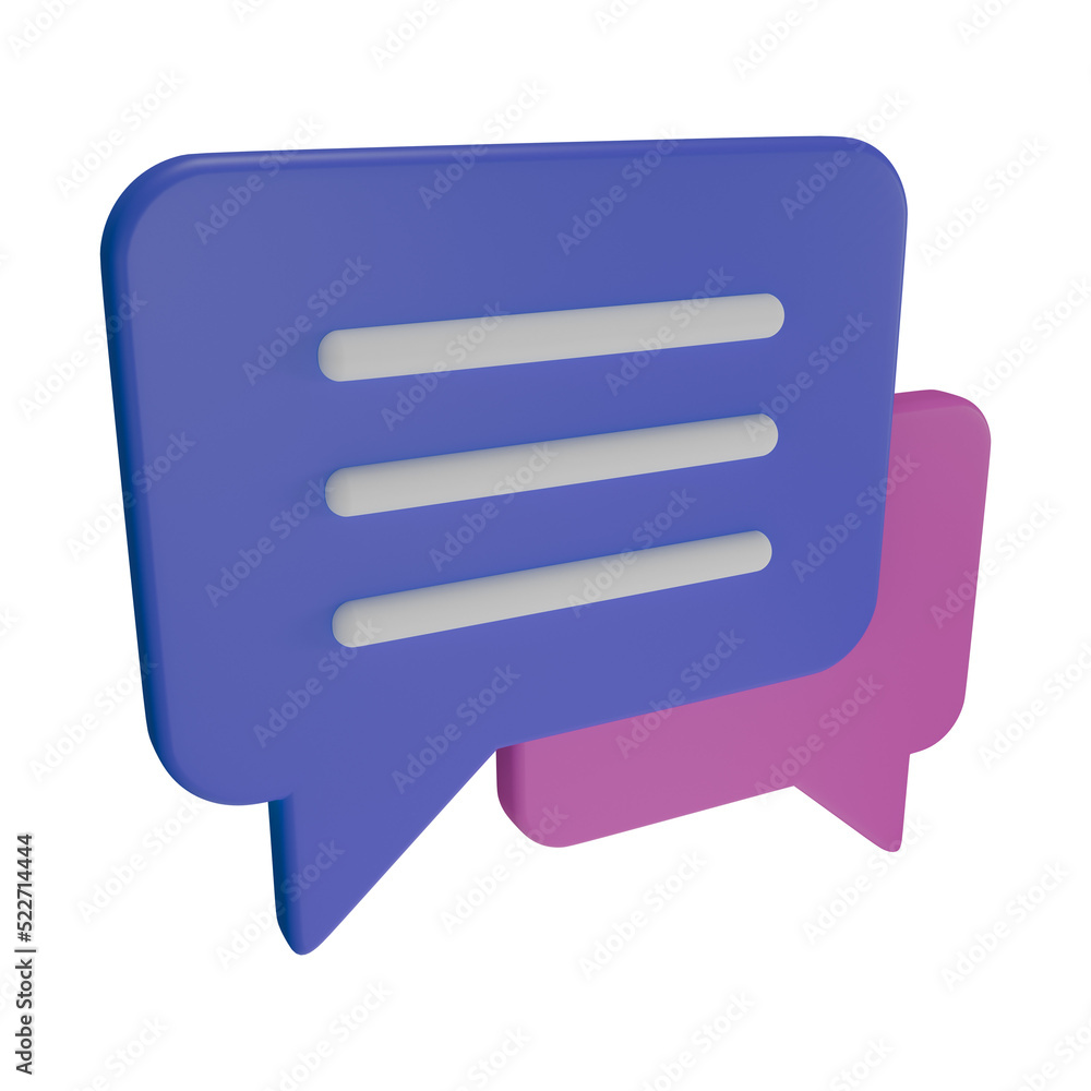 3d speech chat bubble 3d icon isolated on transparent background. 3d render illustration. 3d speech chat bubble 3d icon isolated on transparent background. 3d render illustration.