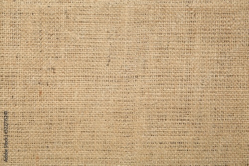 Texture of natural burlap fabric as background, top view