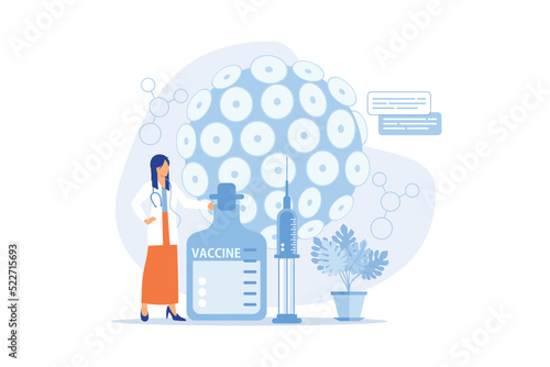 HPV vaccination Protecting against cervical cancer, human papillomavirus immunization program, HPV vaccination, prevent infection flat design modern illustration
