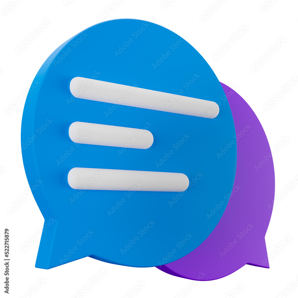 3d speech chat bubble 3d icon isolated on transparent background. 3d render illustration. 3d speech chat bubble 3d icon isolated on transparent background. 3d render illustration.