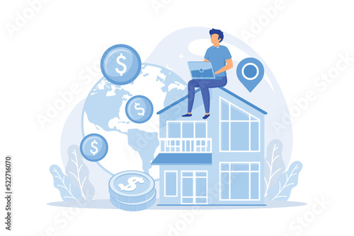 International and non-resident taxes Non-resident corporation income tax, international business liability, resident alien taxation flat design modern illustration