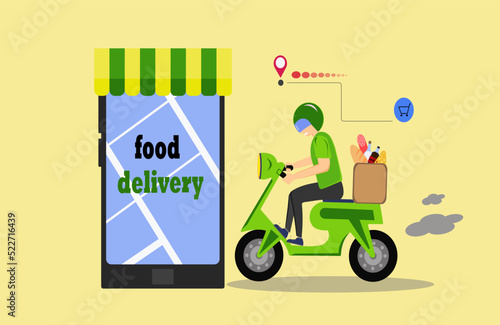delivery of groceries and food on a scooter