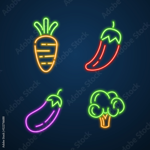vegetable icon neon sign vector