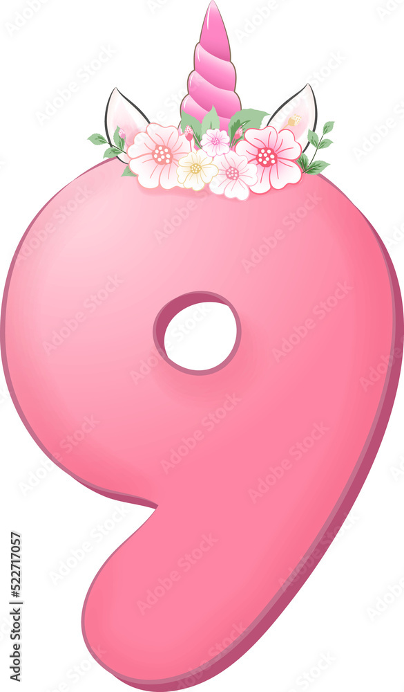 Unicorn Pink Number 9 Unicorn Pink Number 9