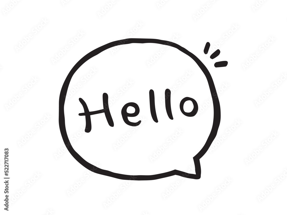 かわいい吹き出しの手書き文字のHello/手書き文字イラスト素材 かわいい吹き出しの手書き文字のHello/手書き文字イラスト素材
