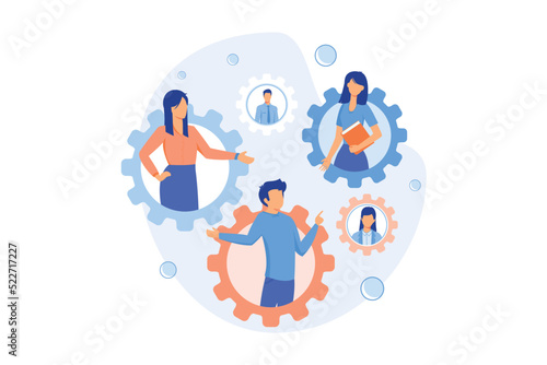 Social role norms, gender stereotypes, working woman leader, paternity leave, husband cooking, modern family, exchanging roles flat design modern illustration