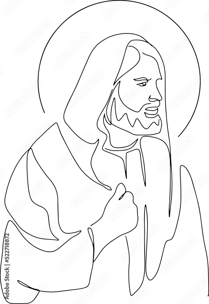 Continuous line drawing of Jesus Christ illustration Testament
Bible Continuous line drawing of Jesus Christ illustration Testament
Bible