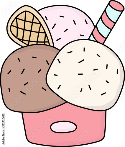 Ice Cream Cup Illustration Style