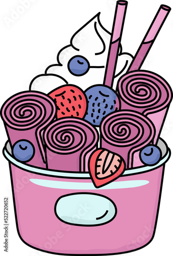 Rolled Ice Cream Illustration Style