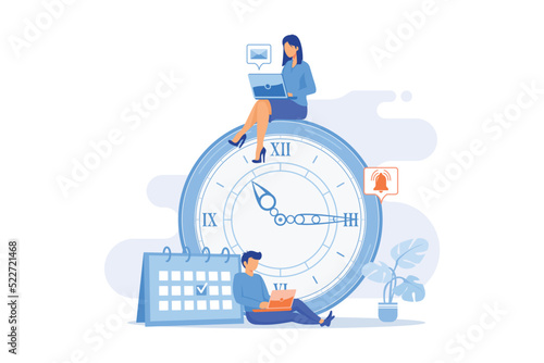 Time management Time tracking tool, management software, effective planning, productivity at work, clock, control system, project schedule flat design modern illustration
