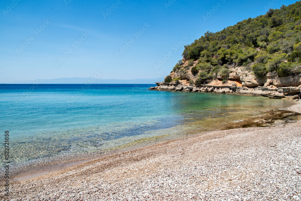 Rocky shore of mediterranean sea bay closeup in sunny summer day Rocky shore of mediterranean sea bay closeup in sunny summer day
