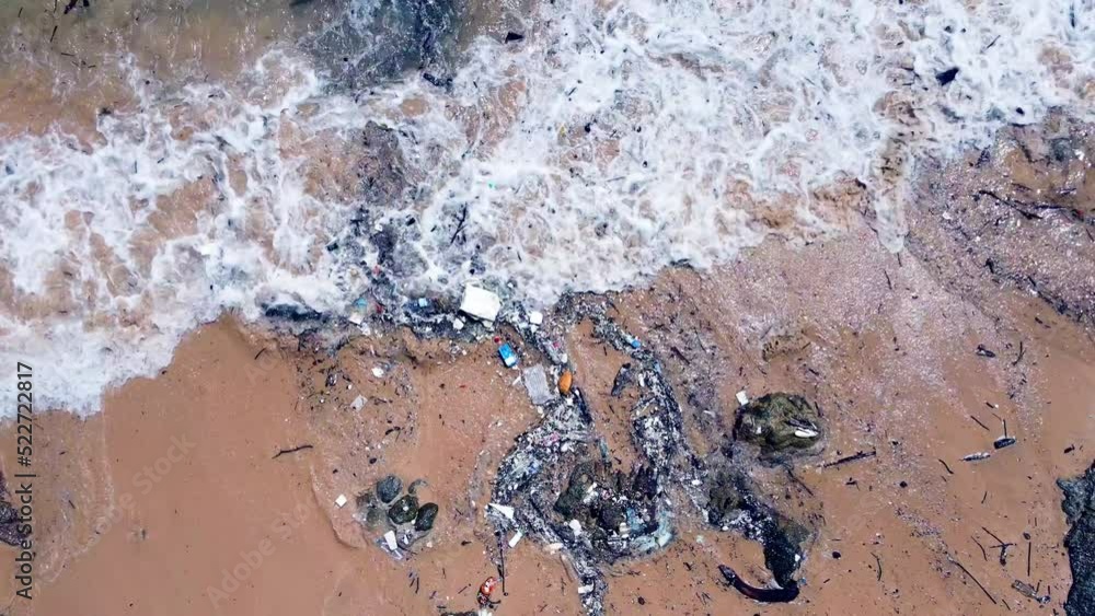 Aerial view high angle view Video slow motion The sea is contaminated by human-caused waste. in island Phuket Thailand. Tropical sea Andaman sea Location Phuket Thailand. Aerial view high angle view Video slow motion The sea is contaminated by human-caused waste. in island Phuket Thailand. Tropical sea Andaman sea Location Phuket Thailand.