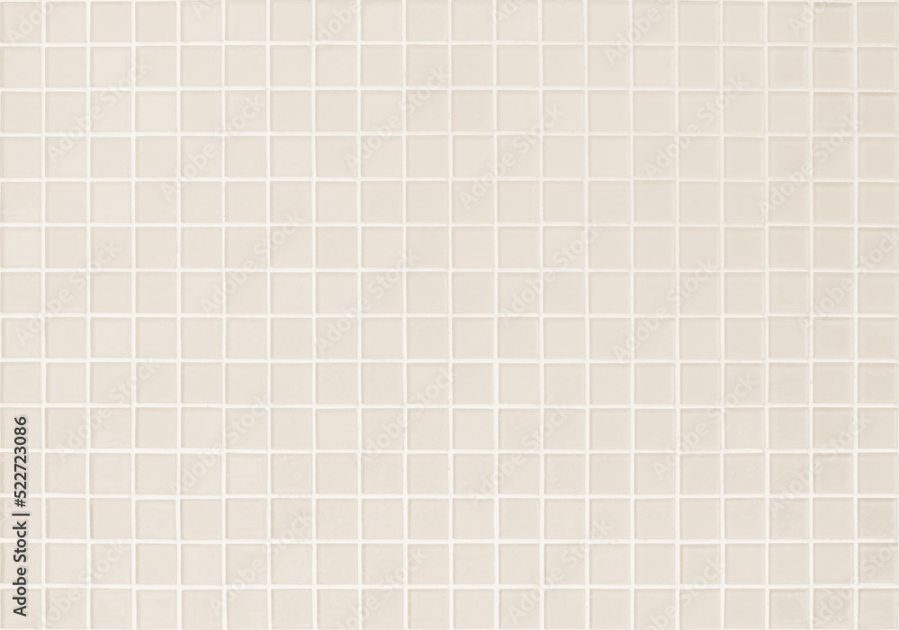 Cream light ceramic wall and floor tiles mosaic background in bathroom. Design pattern geometric with grid wallpaper texture. Cream light ceramic wall and floor tiles mosaic background in bathroom. Design pattern geometric with grid wallpaper texture.