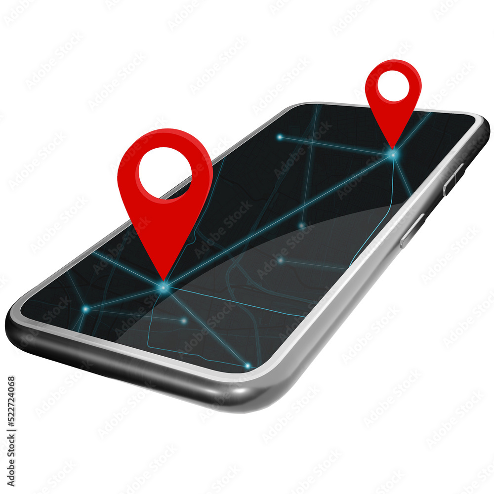 Smartphone and route pin Coordinates in the Maps application coordinate pins mobile phone gps map navigation 3d illustration Smartphone and route pin Coordinates in the Maps application coordinate pins mobile phone gps map navigation 3d illustration