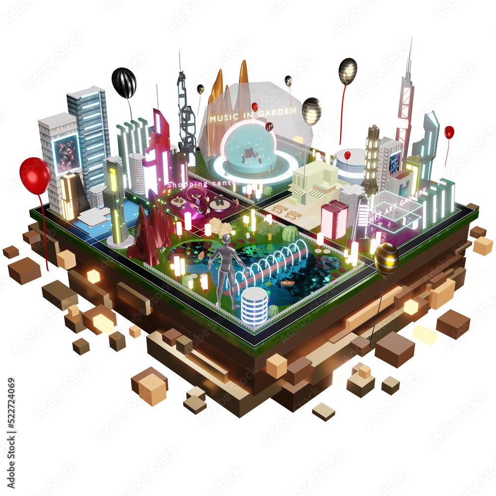 Thesandbox 3d world simulation city game illustration